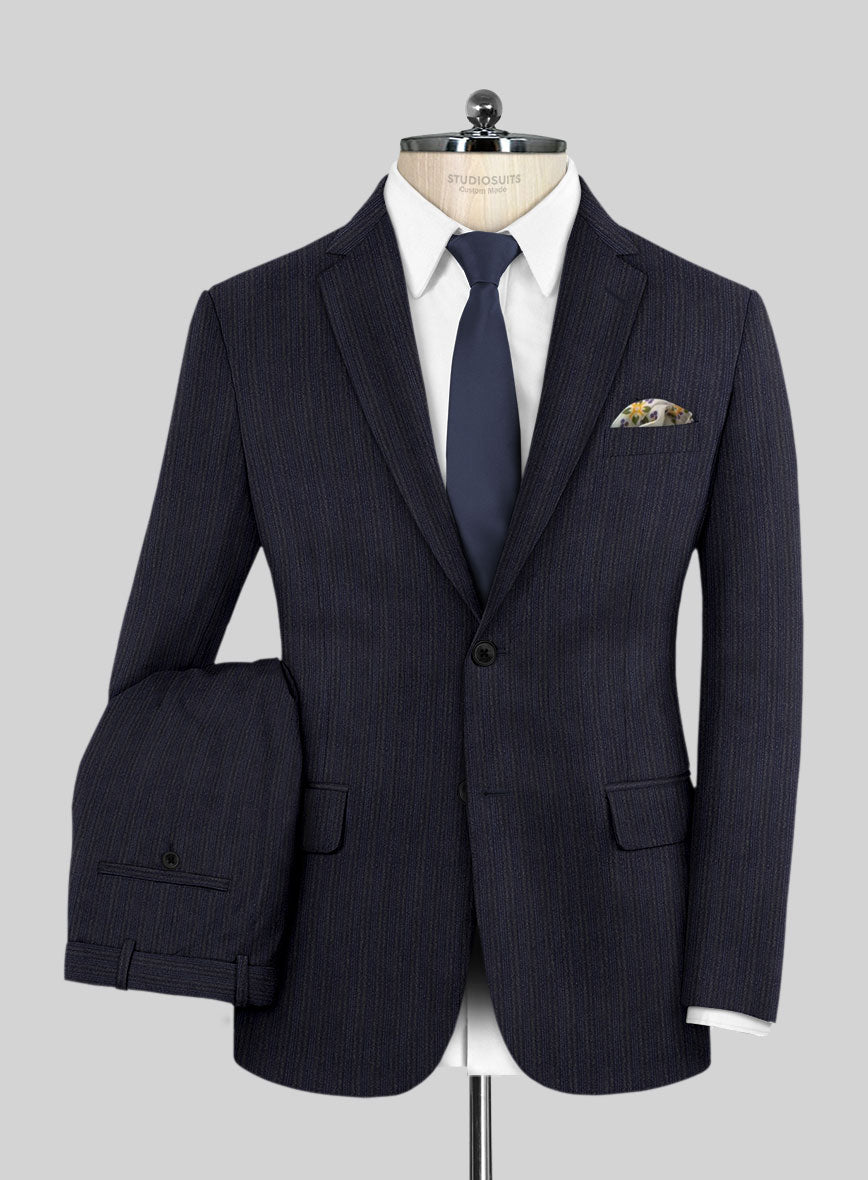 Lanificio Zegna Loop Laonel Blue Stripe Wool Suit - StudioSuits