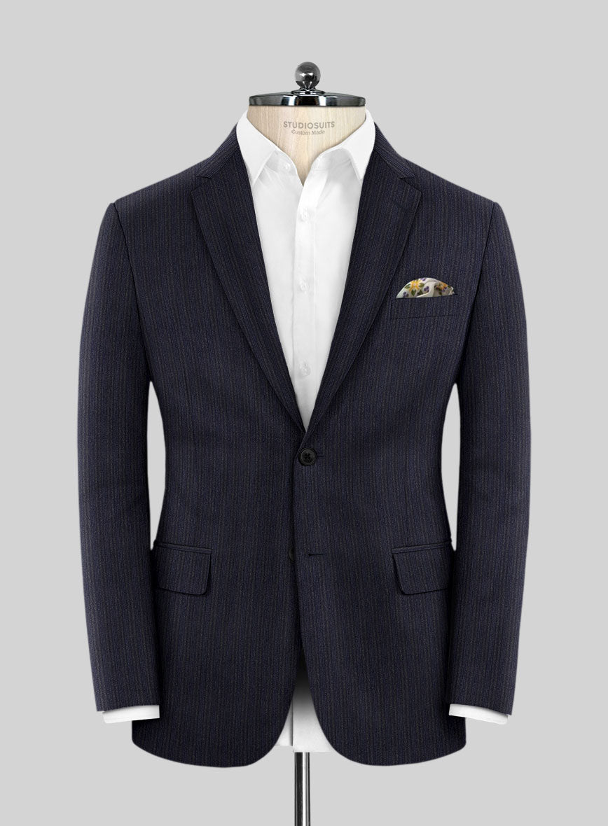 Lanificio Zegna Loop Laonel Blue Stripe Wool Suit - StudioSuits