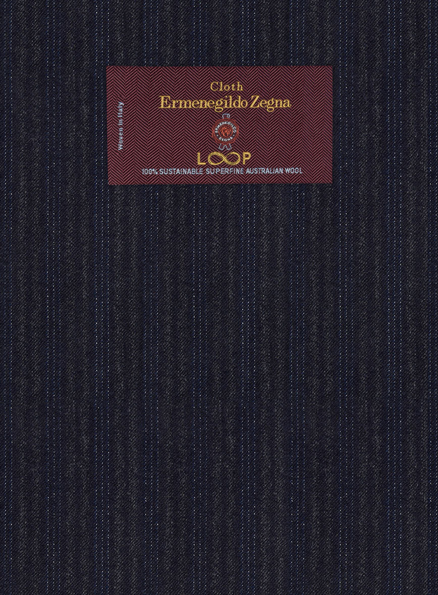 Lanificio Zegna Loop Laonel Blue Stripe Wool Suit - StudioSuits