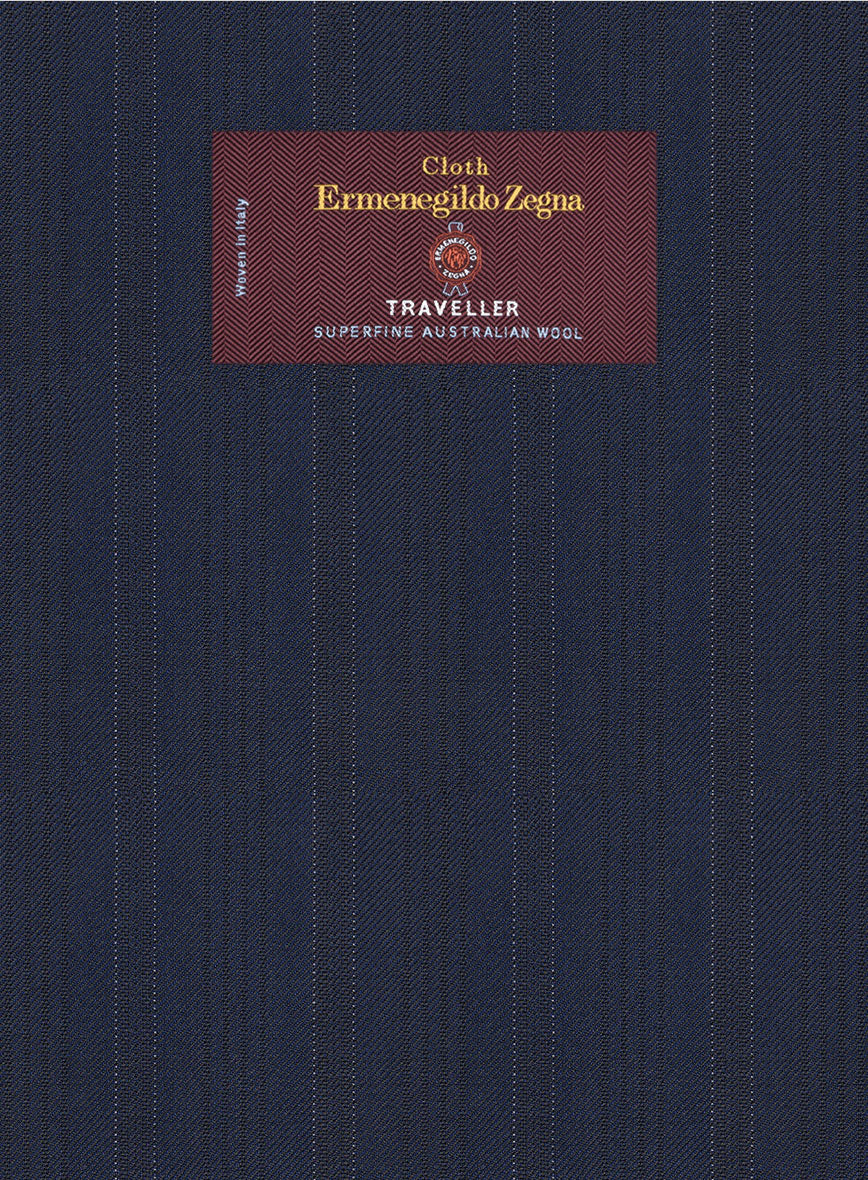 Lanificio Zegna Traveller Adiel Blue Stripe Wool Jacket - StudioSuits