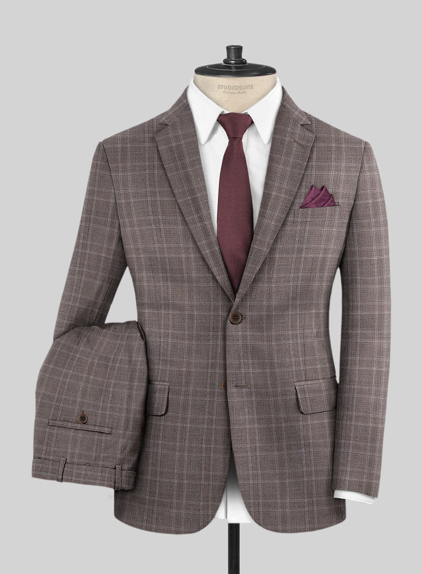 Lanificio Zegna Traveller Valen Brown Checks Wool Suit - StudioSuits