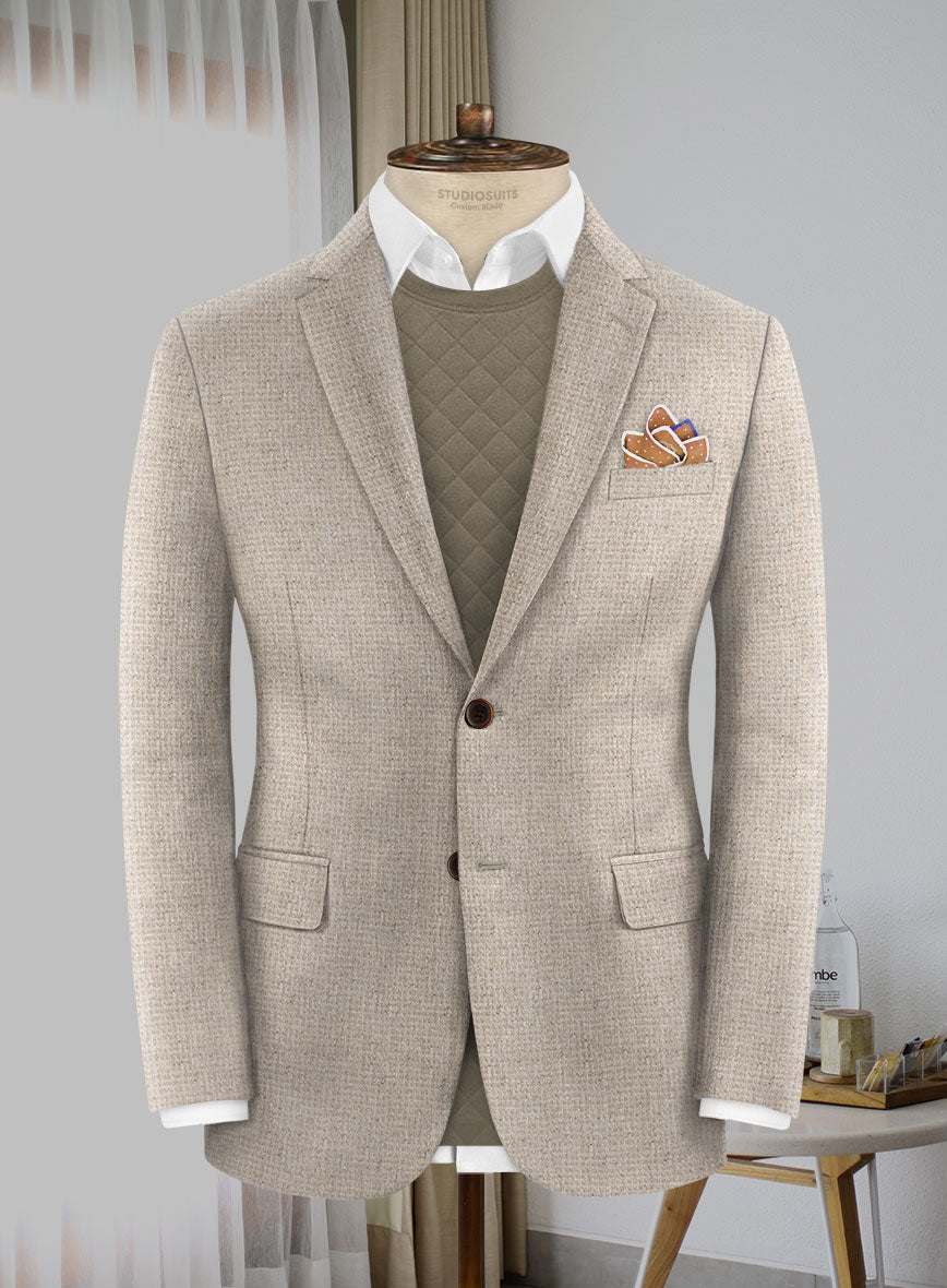 Lanificio Zegna Beige Basket Weave Jacket - StudioSuits