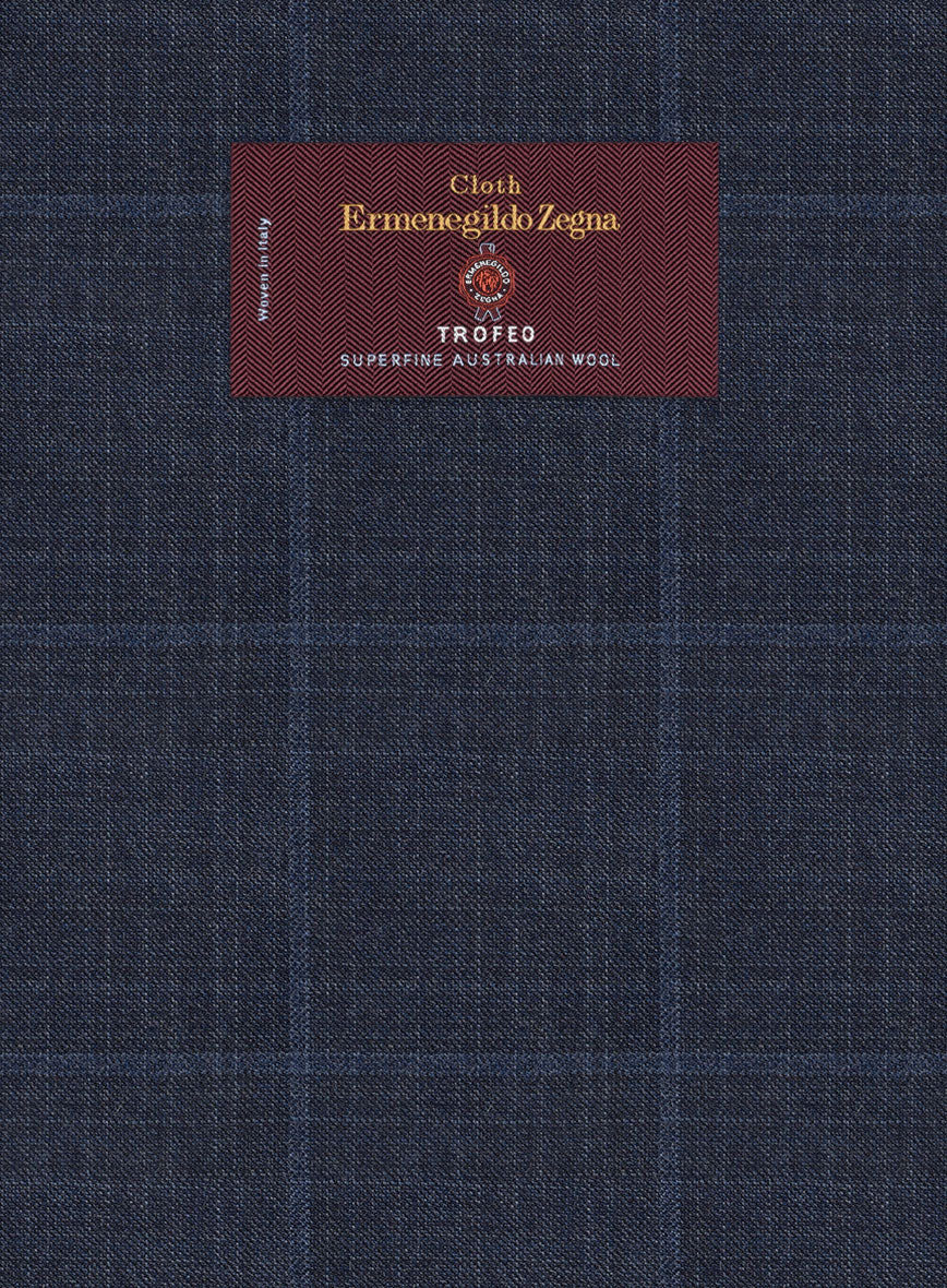 Lanificio Zegna Trofeo Bonsus Blue Checks Wool Jacket - StudioSuits