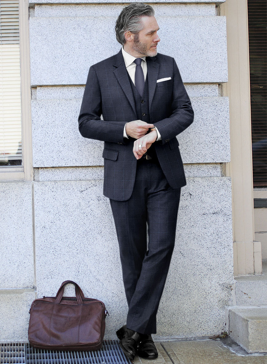 Lanificio Zegna Trofeo Bonsus Blue Checks Wool Suit - StudioSuits