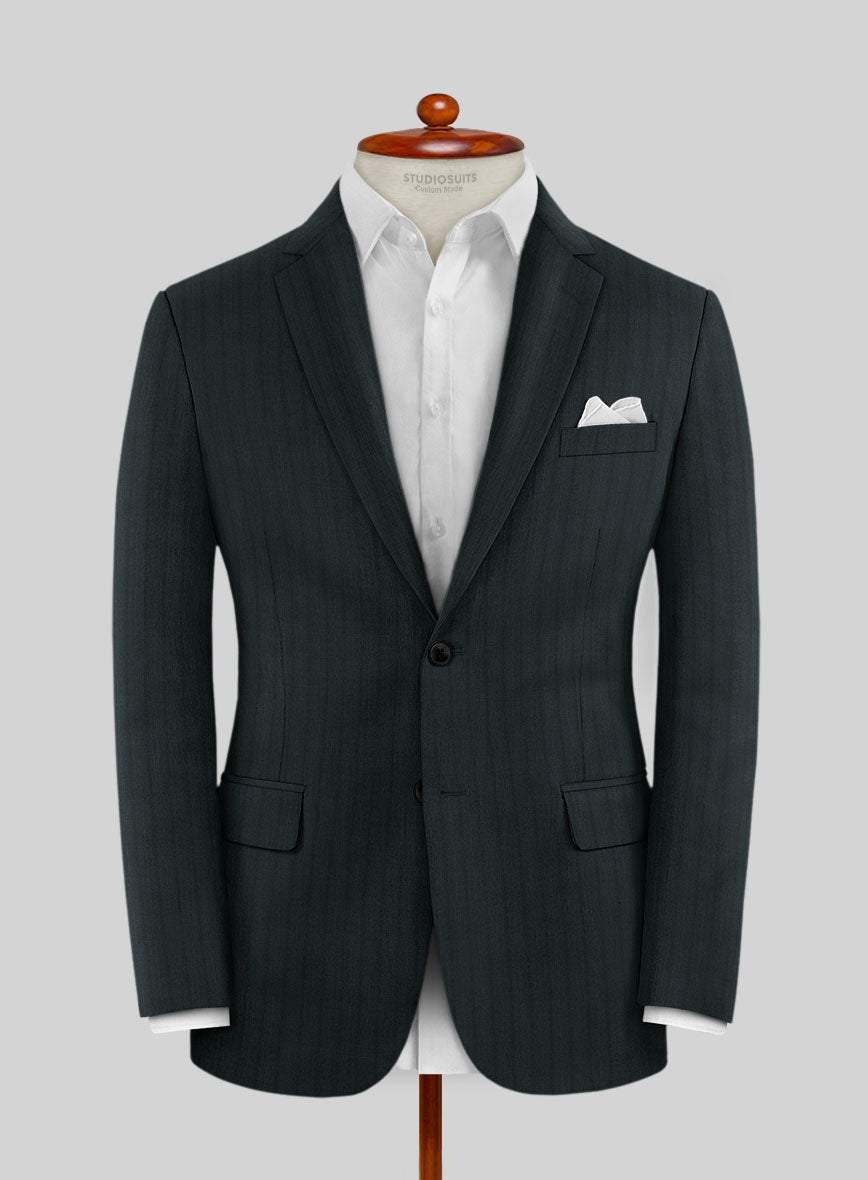 Lanificio Zegna Trofeo Dexi Dark Green Stripe Wool Suit - StudioSuits