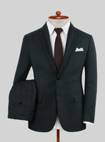 Lanificio Zegna Trofeo Dexi Dark Green Stripe Wool Suit - StudioSuits