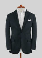 Lanificio Zegna Trofeo Dexi Dark Green Stripe Wool Suit - StudioSuits