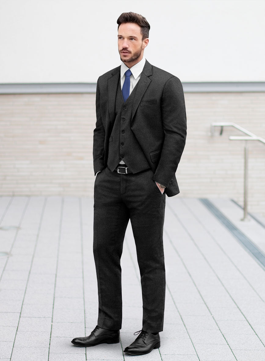 Lanificio Zegna Trofeo Dark Charcoal Wool Suit - StudioSuits