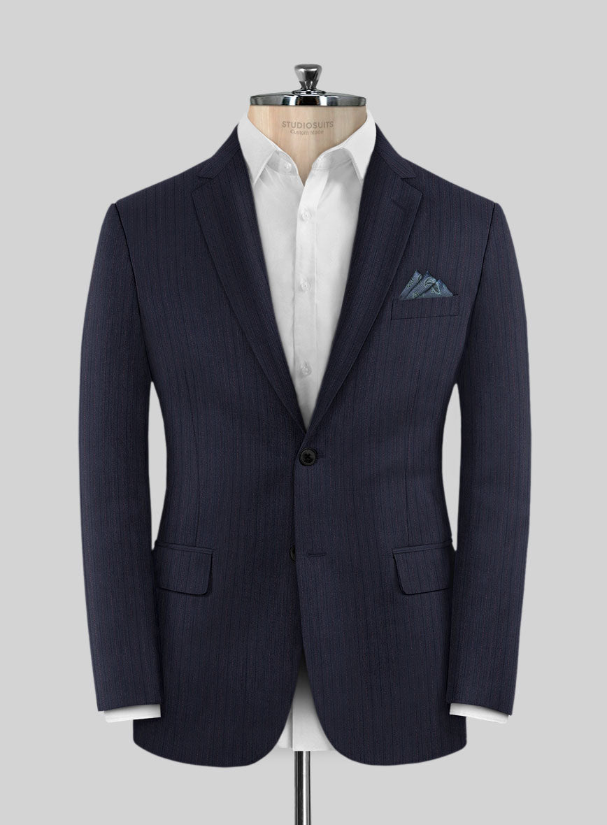 Lanificio Zegna Traveller Naquez Blue Stripe Wool Jacket - StudioSuits