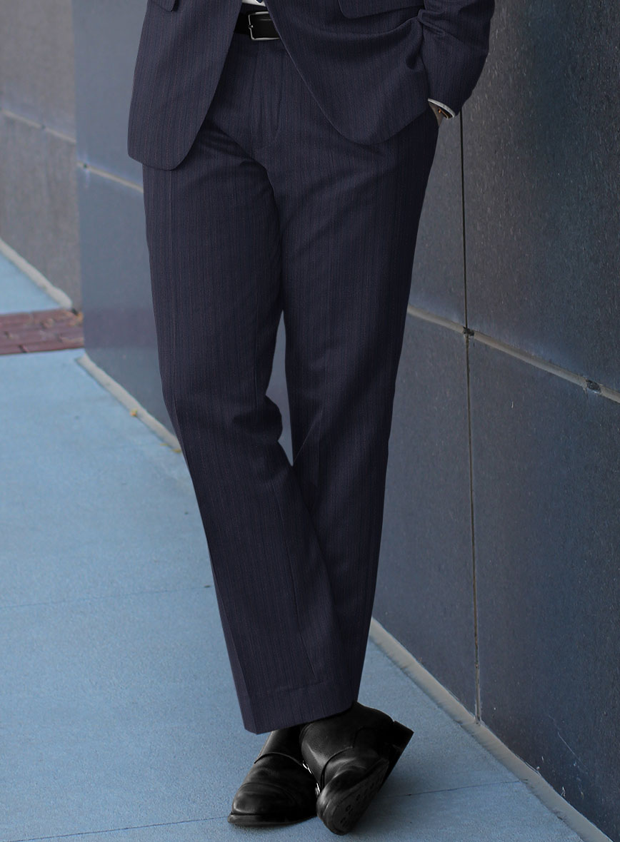 Lanificio Zegna Traveller Naquez Blue Stripe Wool Pants - StudioSuits