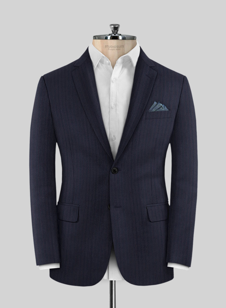 Lanificio Zegna Traveller Naquez Blue Stripe Wool Suit - StudioSuits