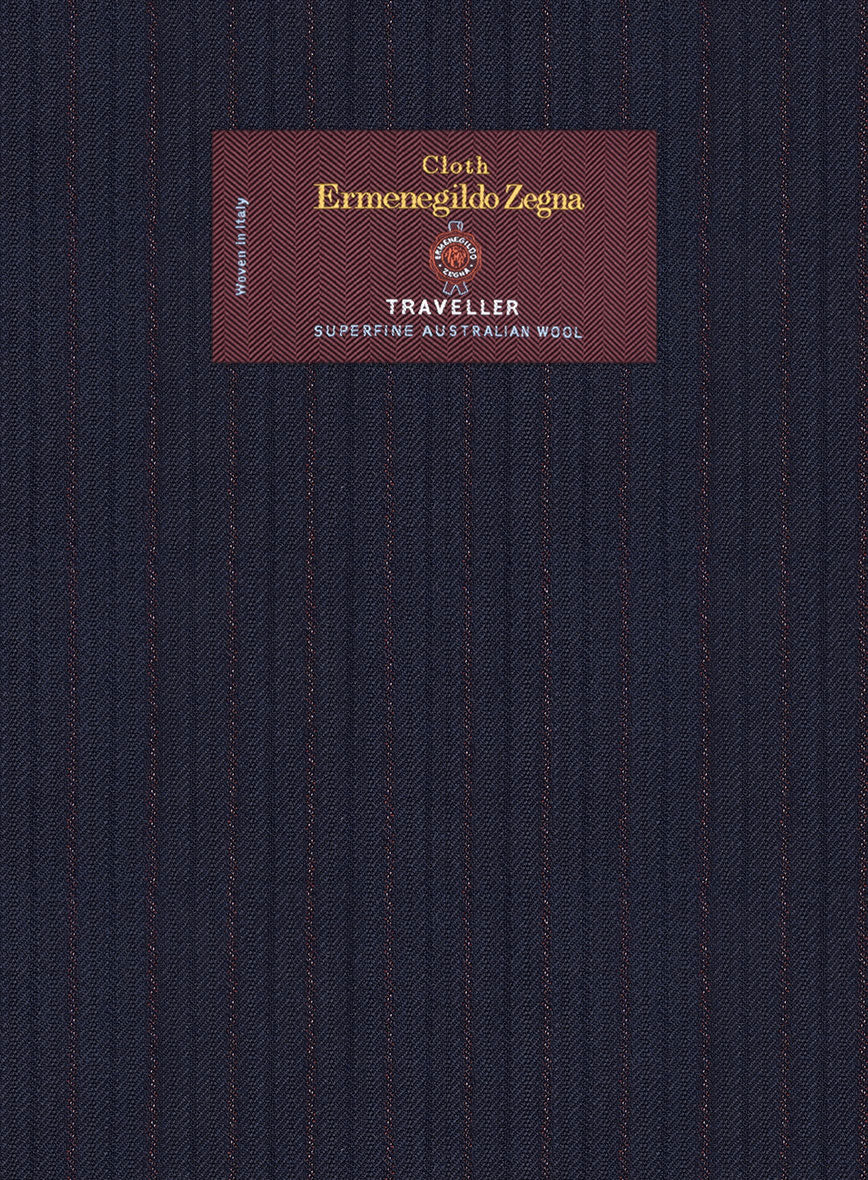 Lanificio Zegna Traveller Naquez Blue Stripe Wool Suit - StudioSuits