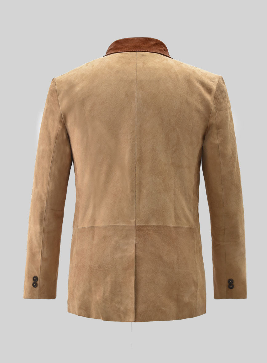 Latte Beige Suede Hampton Leather Blazer - StudioSuits