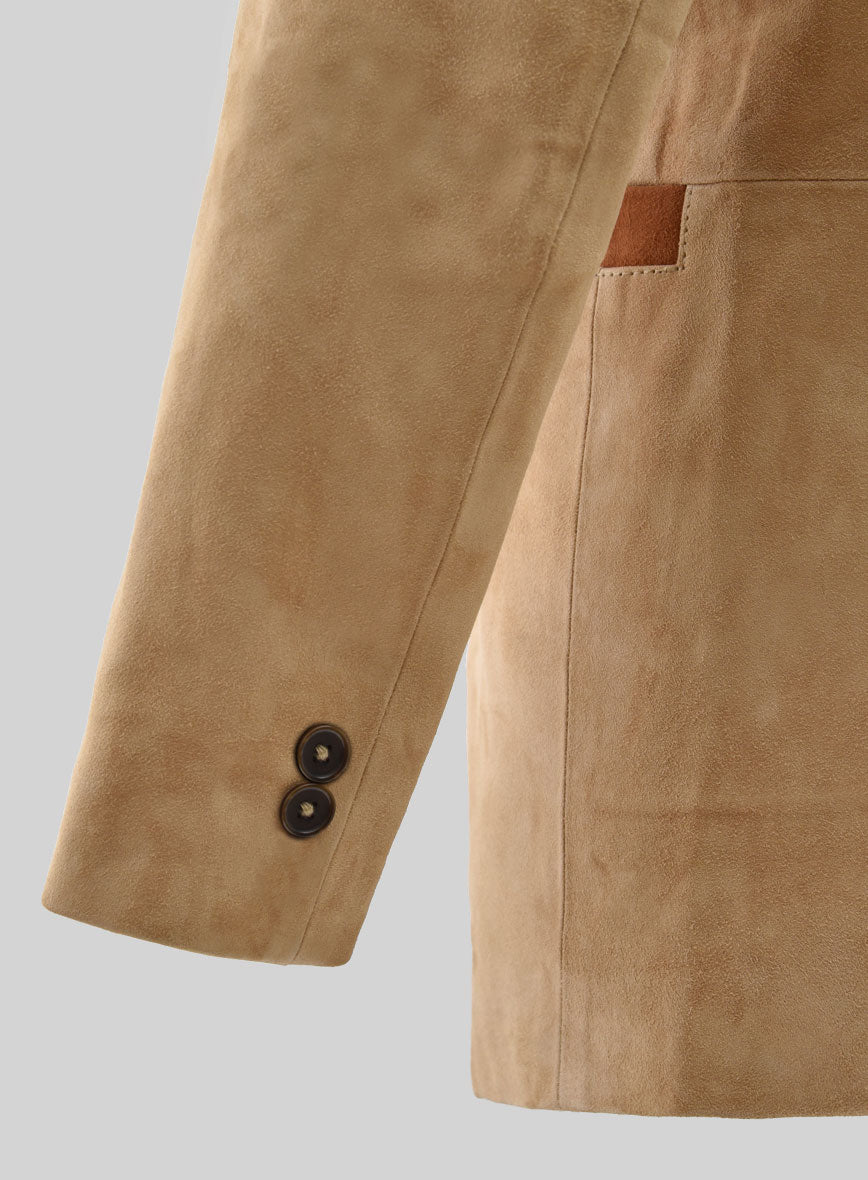 Latte Beige Suede Hampton Leather Blazer - StudioSuits