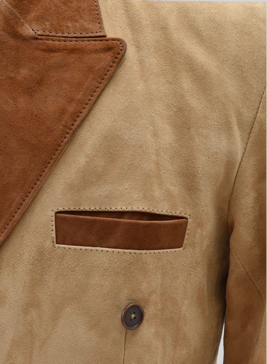 Latte Beige Suede Hampton Leather Blazer - StudioSuits
