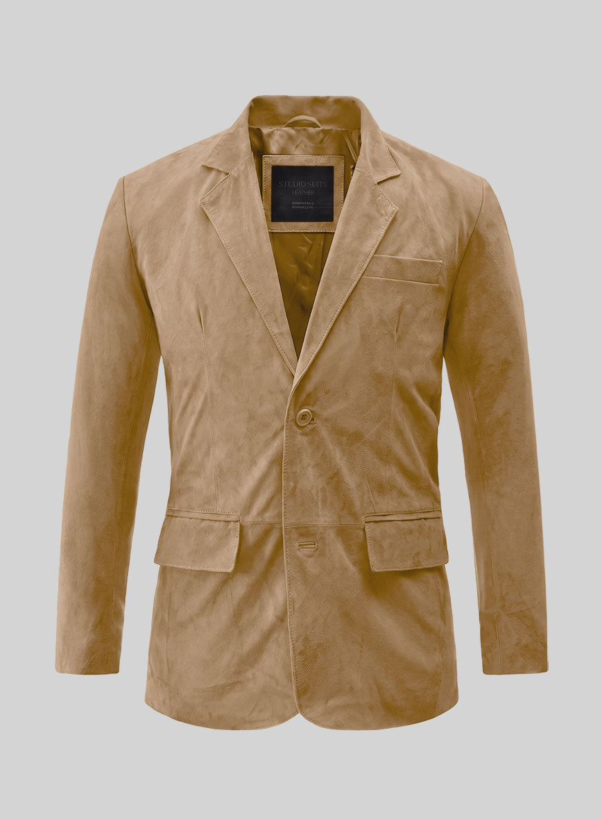 Latte Beige Suede Leather Suit - StudioSuits