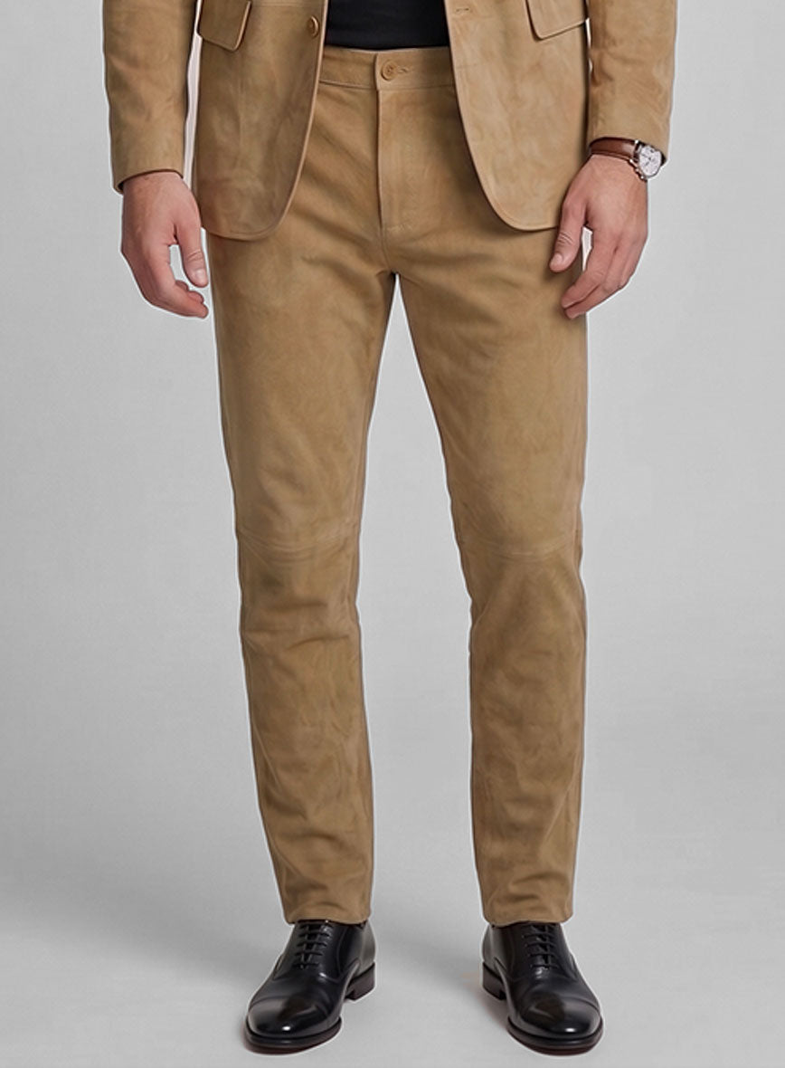 Latte Beige Suede Leather Suit - StudioSuits