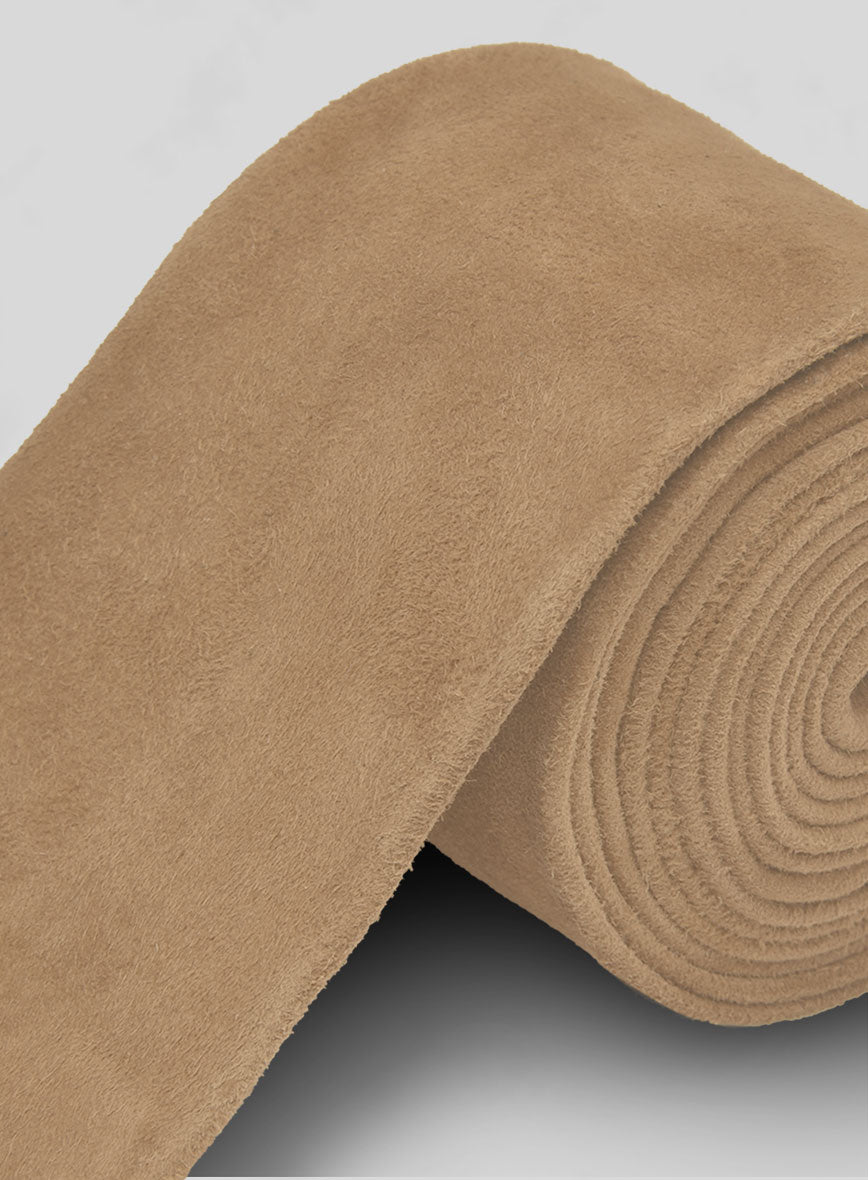 Latte Beige Suede Leather Tie - StudioSuits