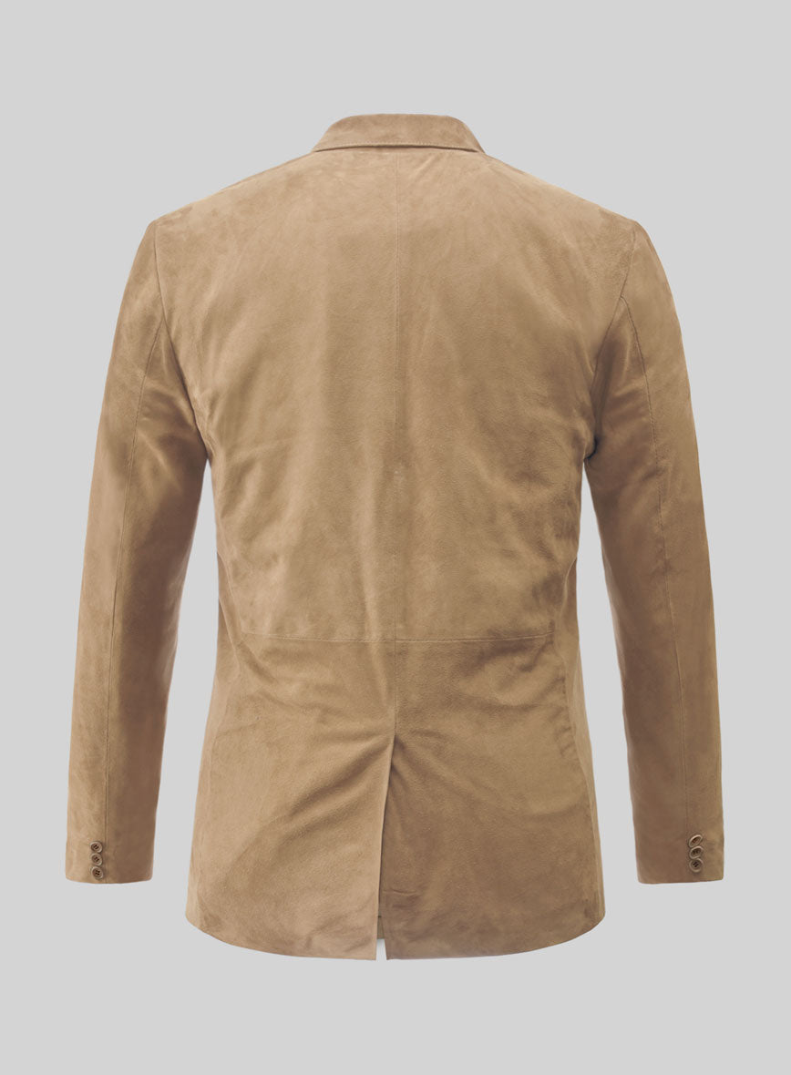 Latte Beige Suede Leather Blazer - StudioSuits