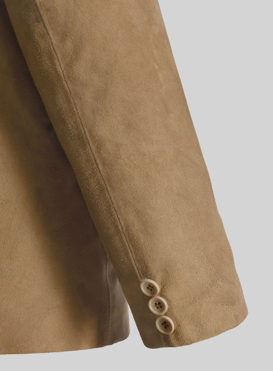 Latte Beige Suede Leather Blazer - StudioSuits