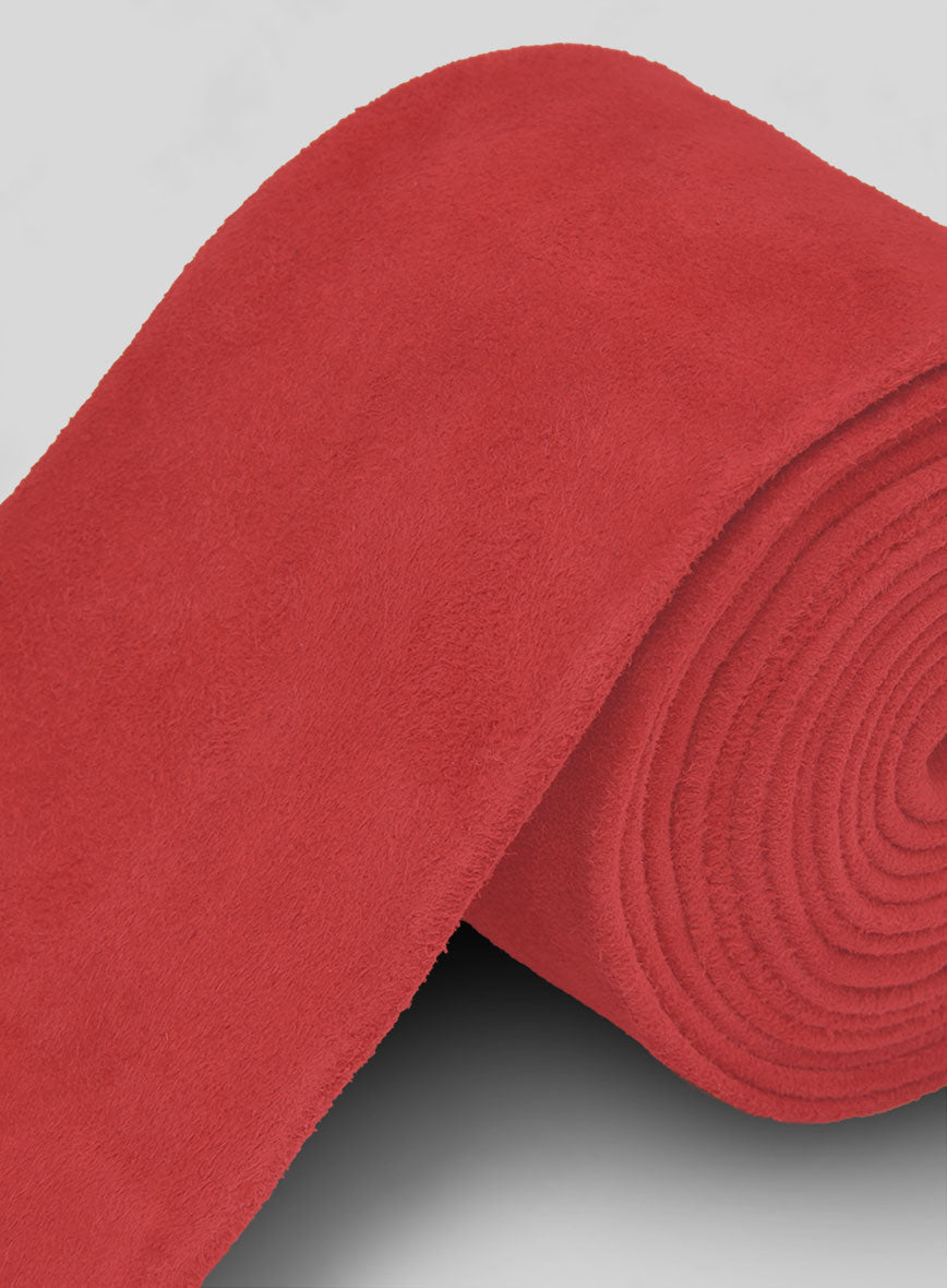 Lava Red Suede Leather Tie - StudioSuits