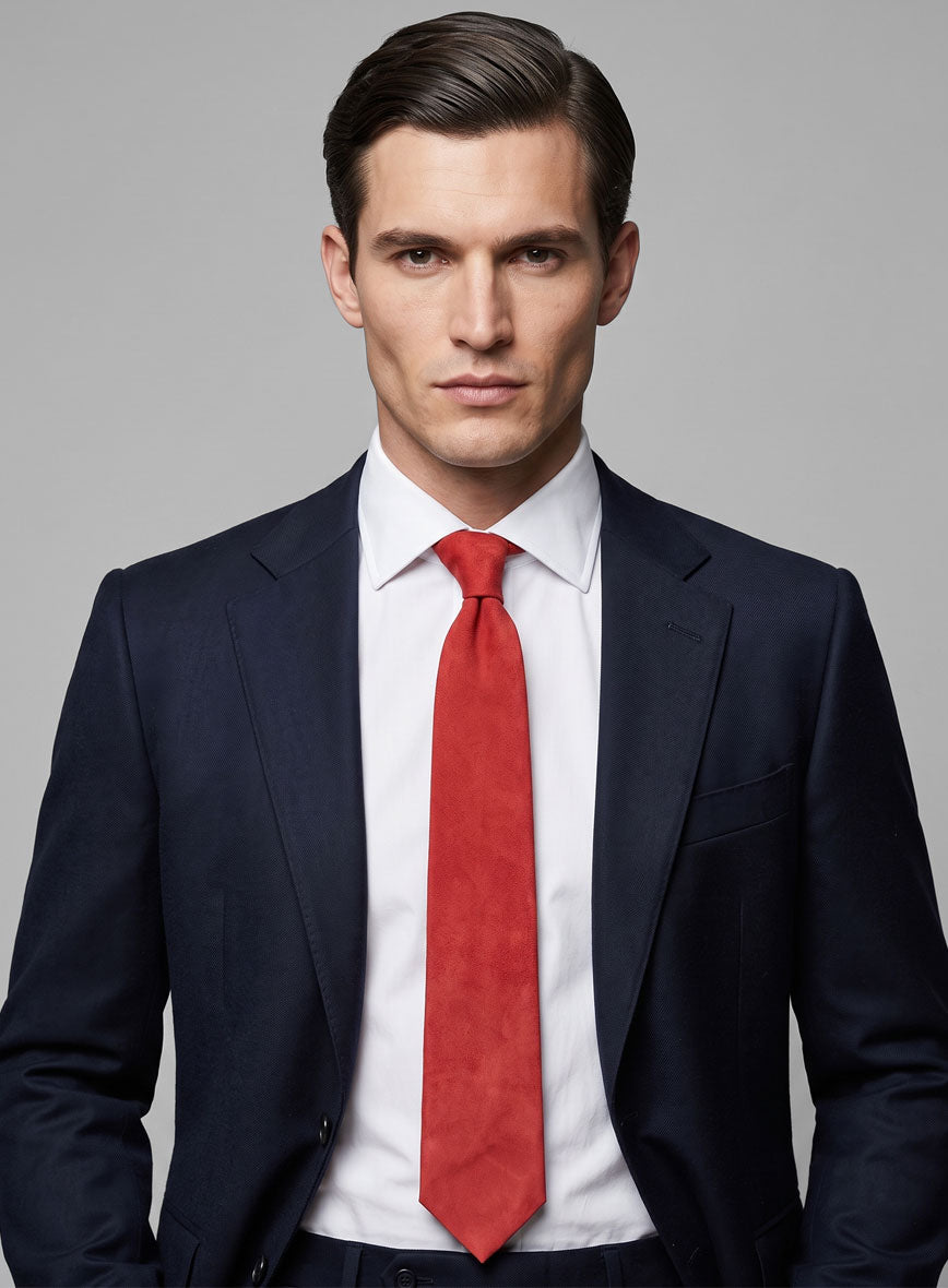 Lava Red Suede Leather Tie - StudioSuits