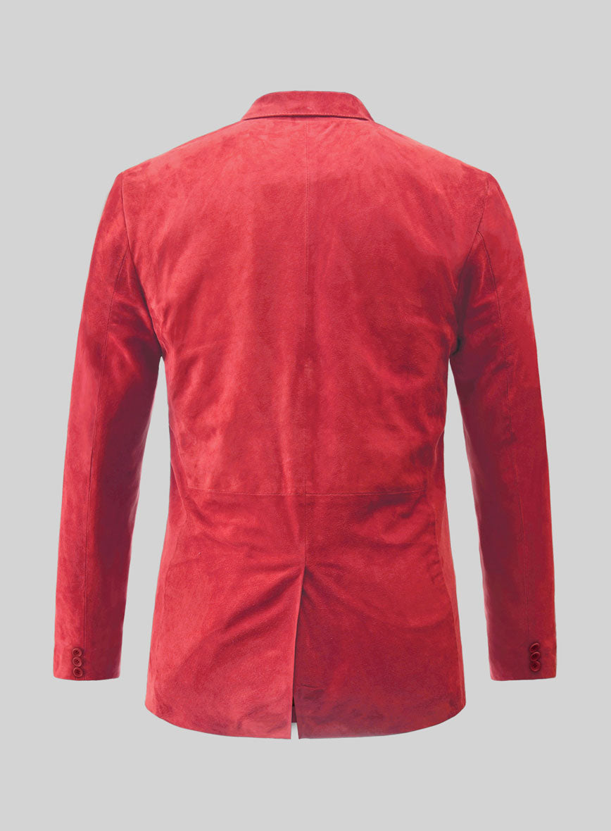 Lava Red Suede Leather Blazer - StudioSuits