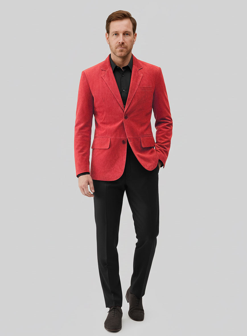 Lava Red Suede Leather Blazer - StudioSuits