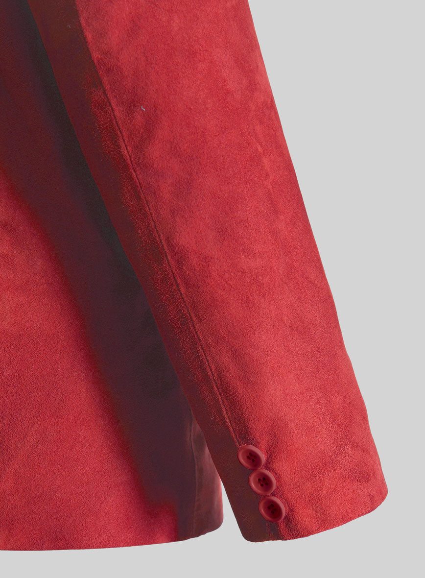 Lava Red Suede Leather Blazer - StudioSuits