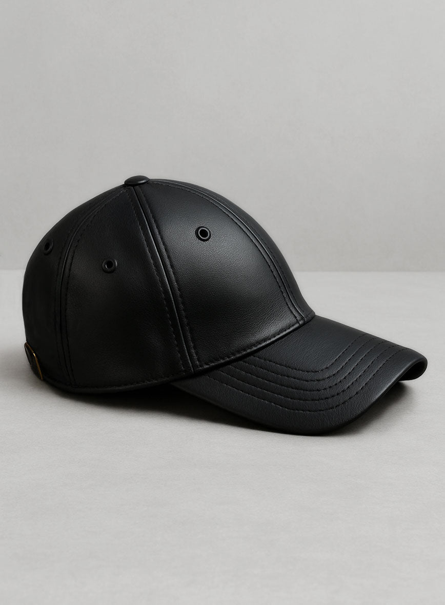 Black Leather Sport Cap - StudioSuits