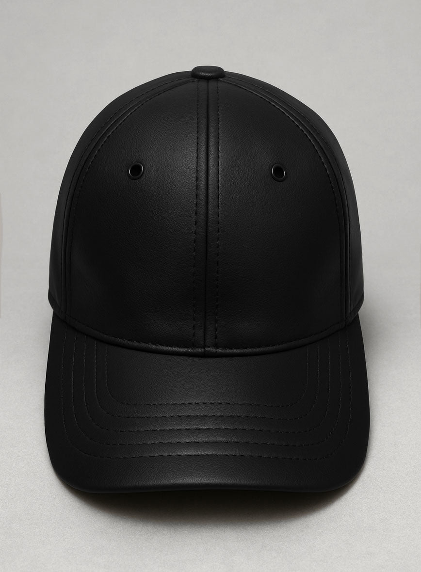 Black Leather Sport Cap - StudioSuits