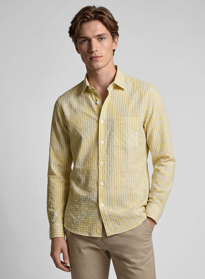 Lemon Seersucker Cotton Shirt - StudioSuits