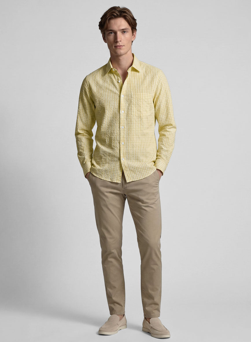 Lemon Seersucker Cotton Shirt - StudioSuits