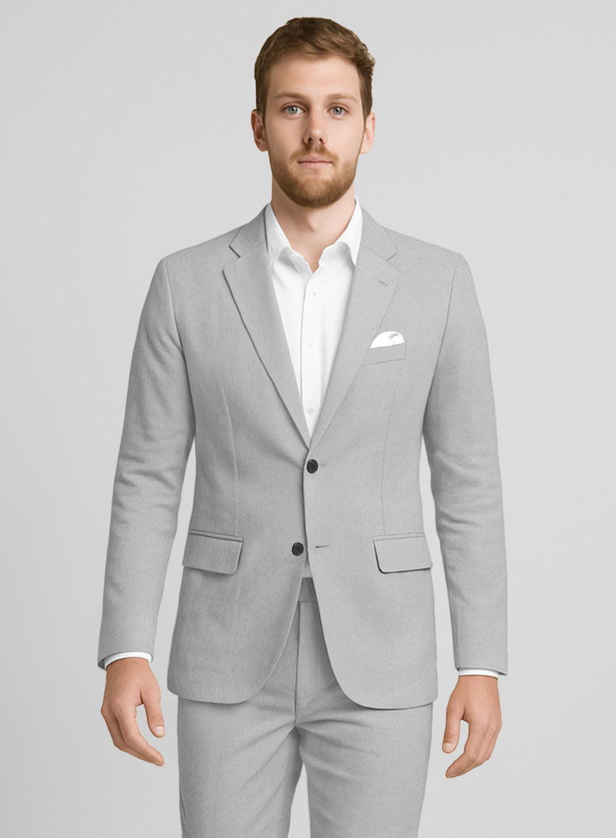 Light Gray Feather Cotton Canvas Stretch Suit - StudioSuits