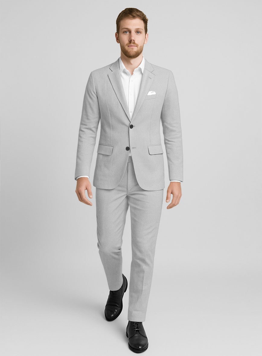 Light Gray Feather Cotton Canvas Stretch Suit - StudioSuits