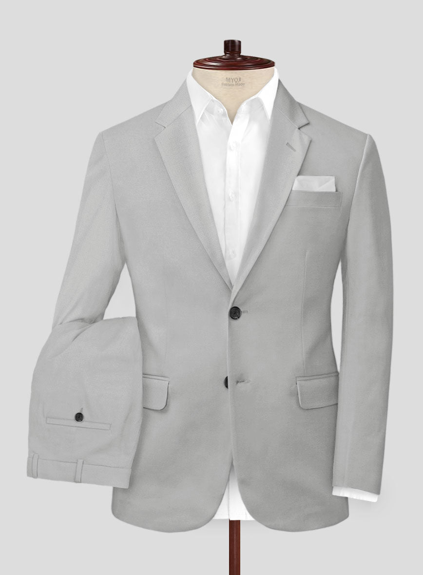 Light Gray Feather Cotton Canvas Stretch Suit - StudioSuits