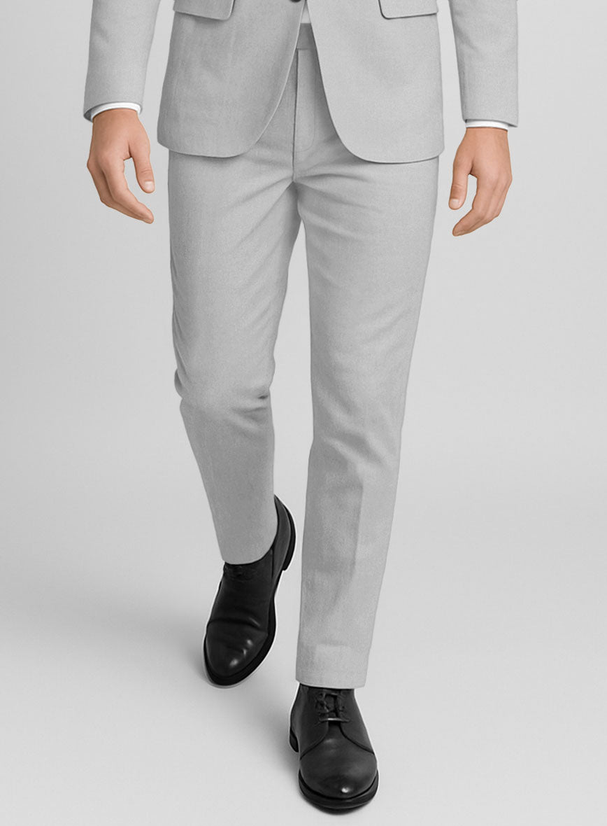 Light Gray Feather Cotton Canvas Stretch Pants StudioSuits Light Gray Feather Cotton Canvas Stretch Pants StudioSuits