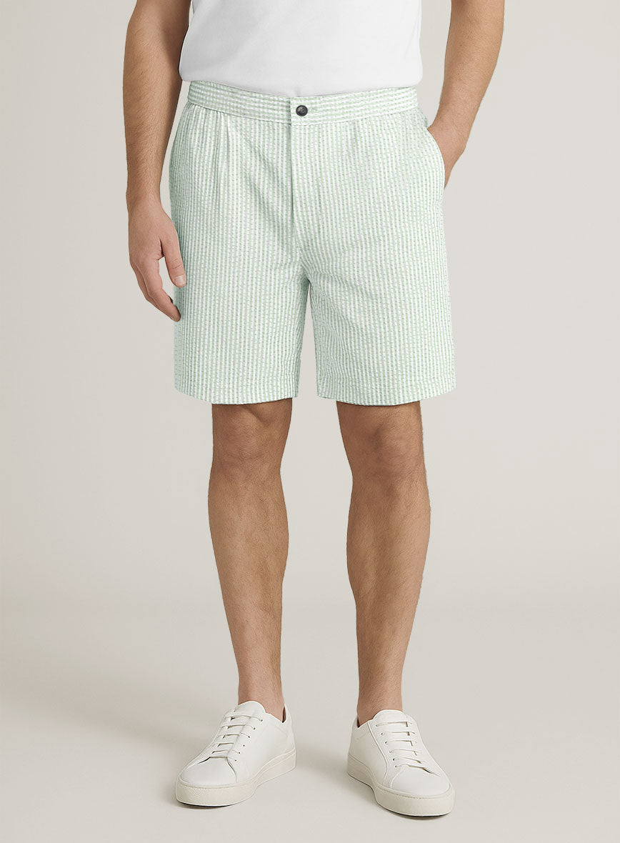 Light Green Seersucker Shorts - StudioSuits