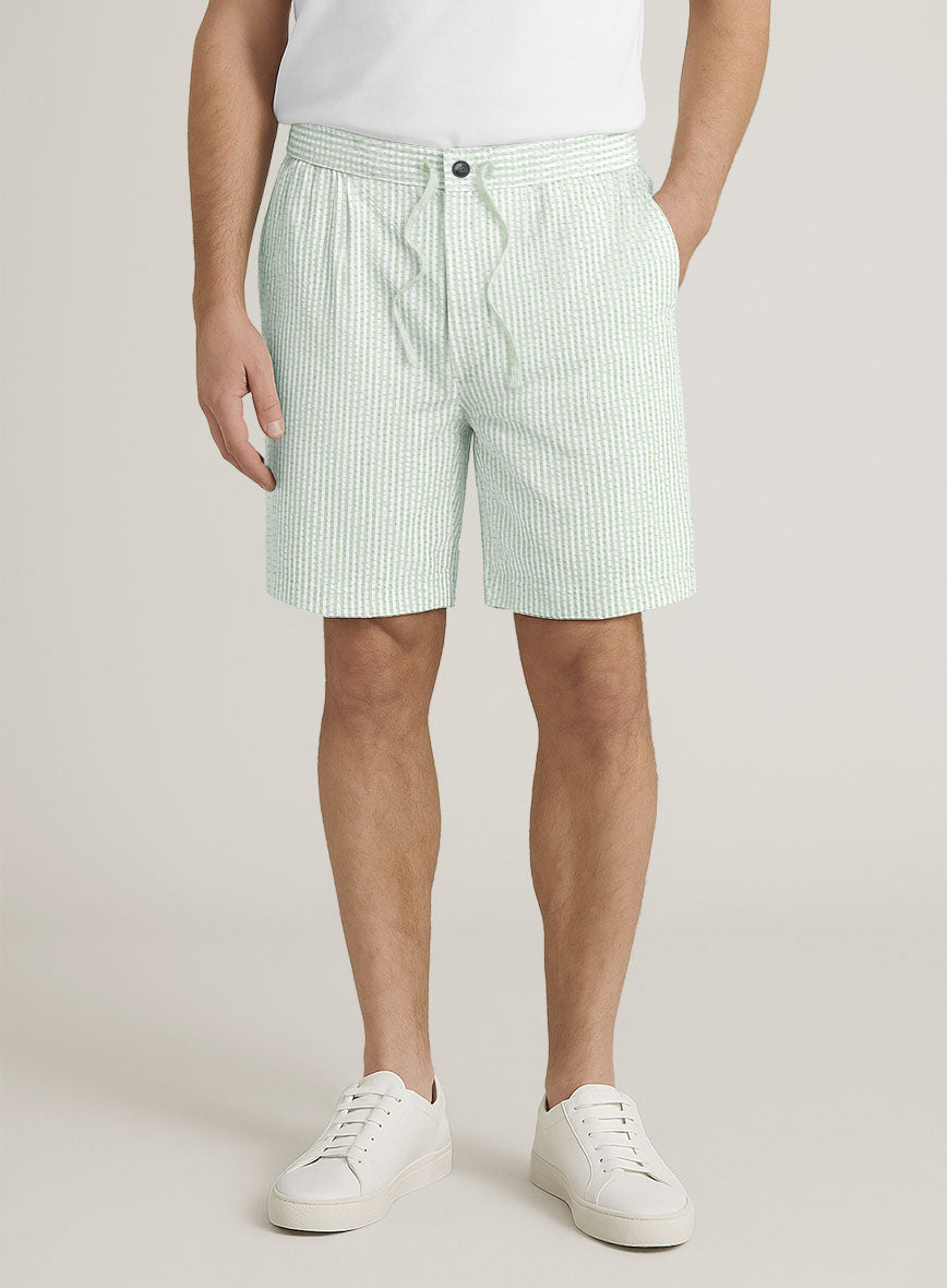 Light Green Seersucker Shorts - StudioSuits