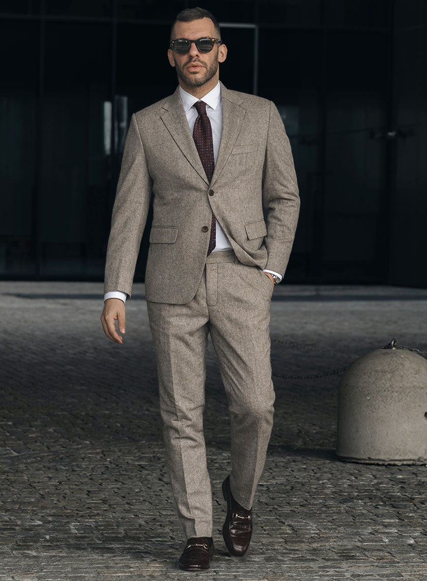 Light Weight Brown Tweed Suit - StudioSuits