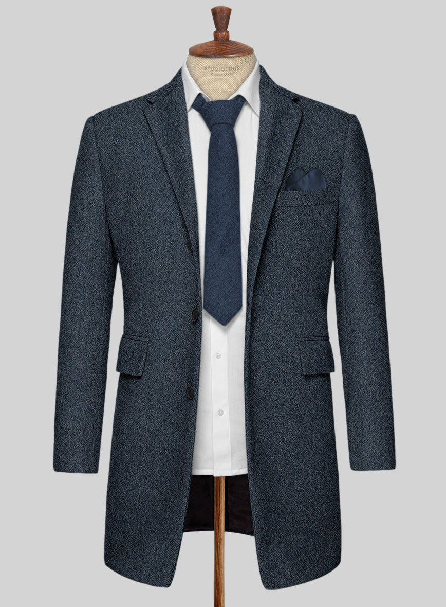 Light Weight Bond Blue Tweed Overcoat - StudioSuits