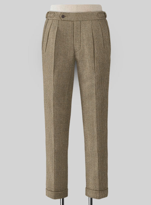 Naples Melange Brown Highland Tweed Trousers - StudioSuits