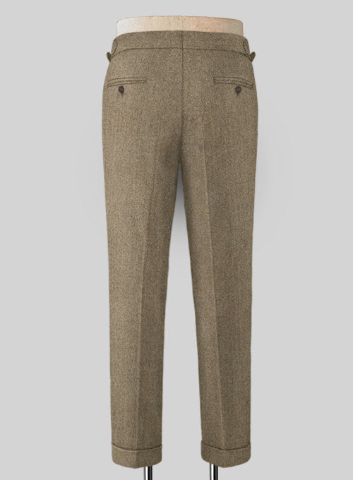 Naples Melange Brown Highland Tweed Trousers - StudioSuits
