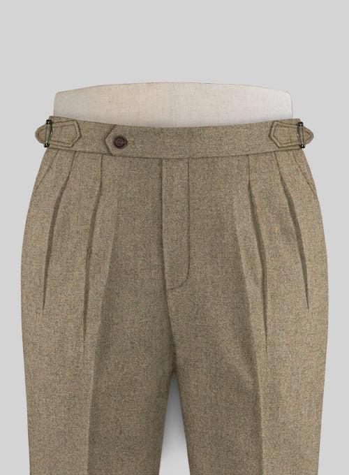 Naples Melange Brown Highland Tweed Trousers - StudioSuits