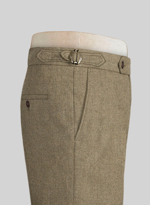Naples Melange Brown Highland Tweed Trousers - StudioSuits