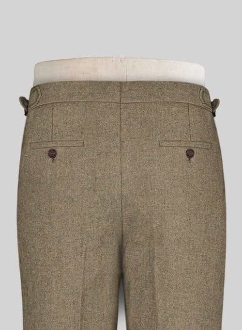 Naples Melange Brown Highland Tweed Trousers - StudioSuits