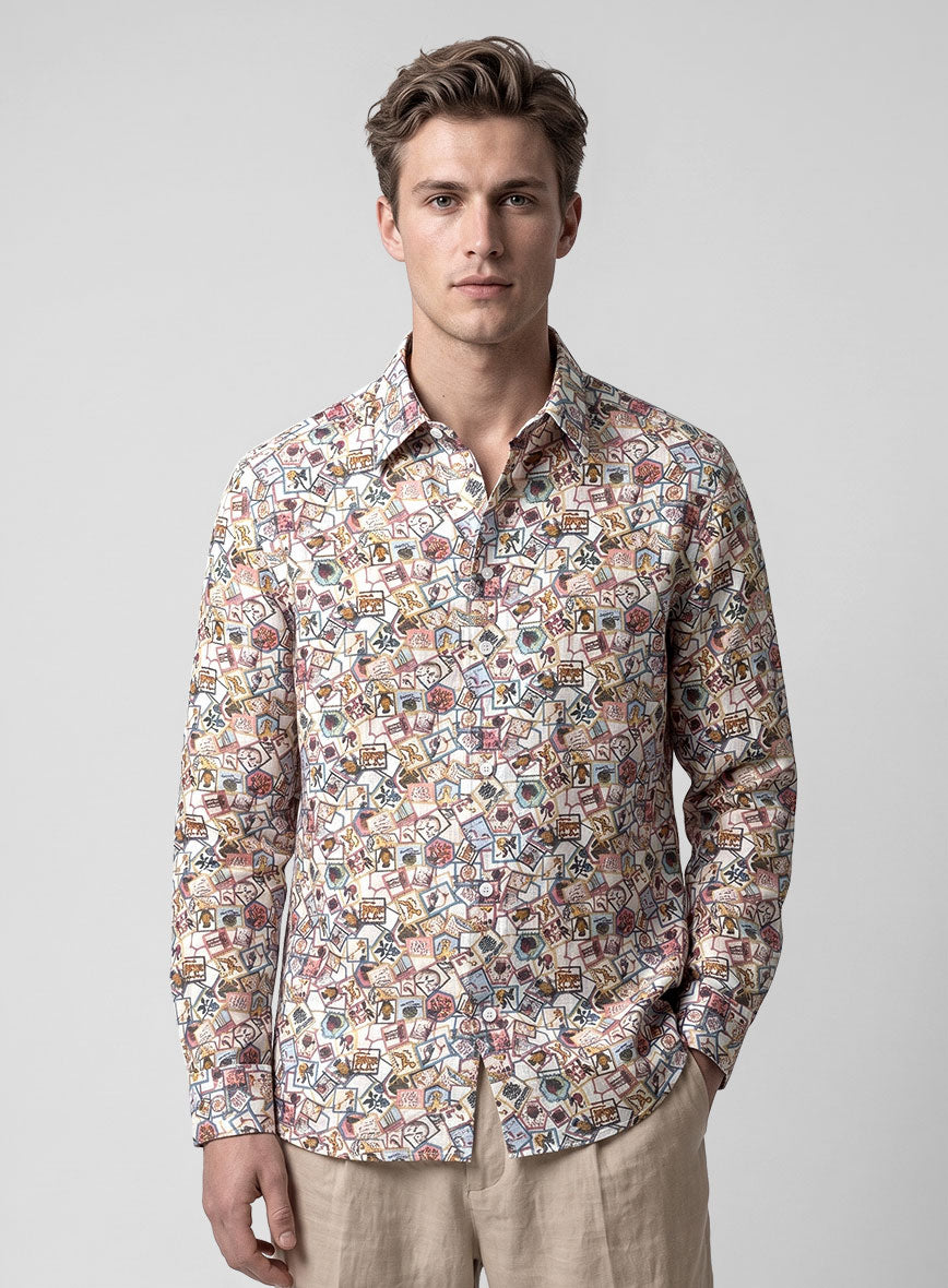 Liberty Safari Stamp Linen Shirt - StudioSuits