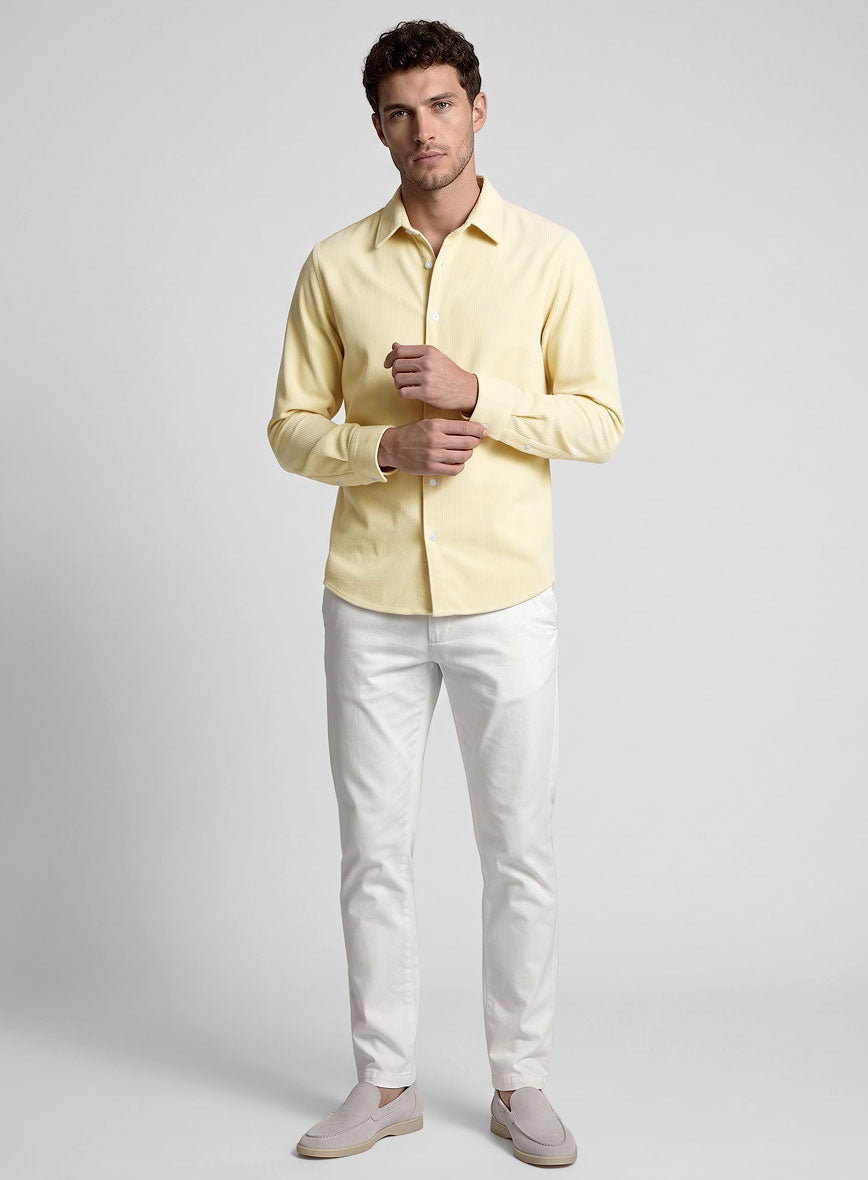 Light Beige Stretch Pin Corduroy Shirt - StudioSuits