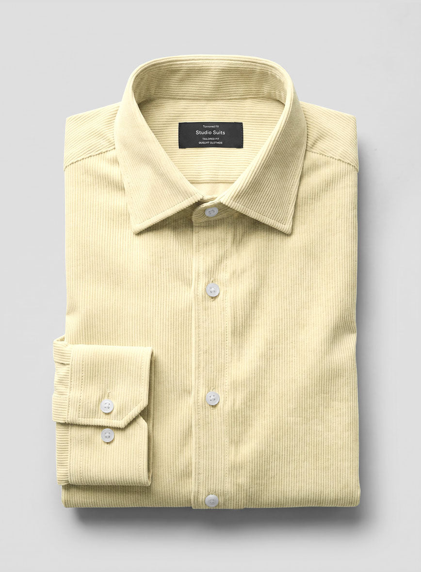 Light Beige Stretch Pin Corduroy Shirt - StudioSuits