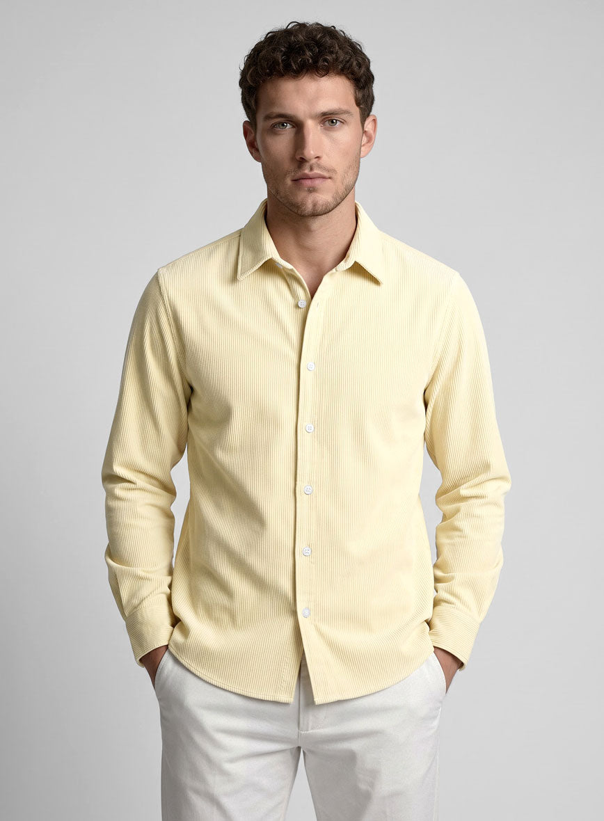 Light Beige Stretch Pin Corduroy Shirt - StudioSuits